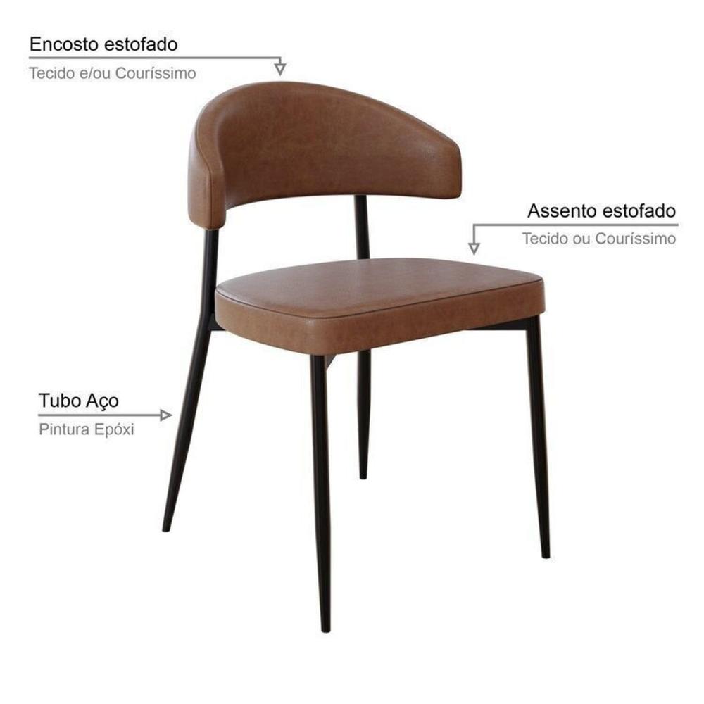 Conjunto Sala de Jantar Mesa Elegance com 6 Cadeiras Bless Marrom/Whiskey