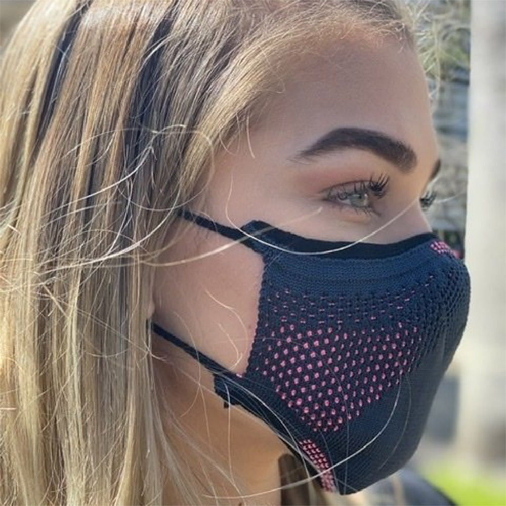 Miniatura Máscara de Proteção Ebeus 3D Air Knit Grafite com Rosa Tamanho M 1 Unidade
