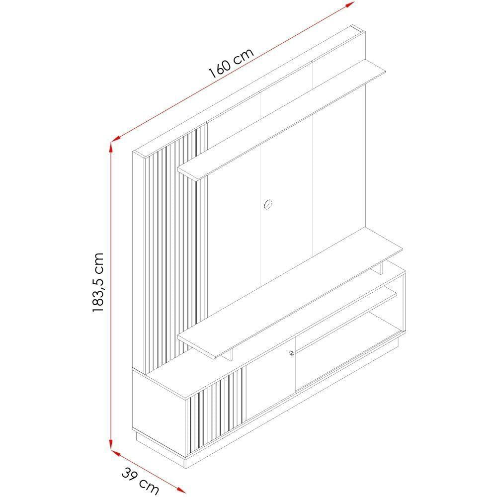 Miniatura Estante Home Para Tv 65 Polegadas Ares Cinamomo Off White Madetec