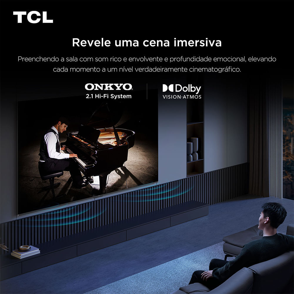 Miniatura Smart TV TCL 4K QLED 55" Polegadas com Google Assistente, Dolby Atmos e Design Sem Bordas - 55P8K Bivolt