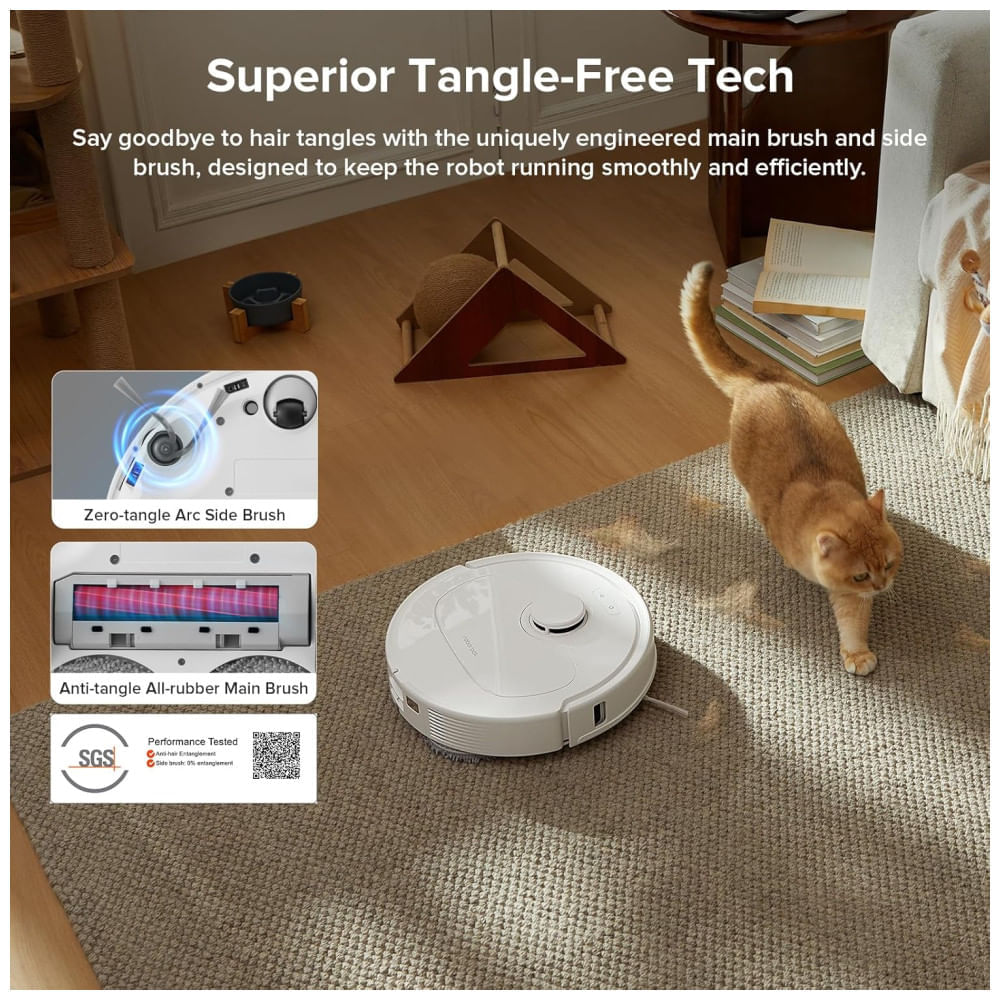 Roborock Qrevo Series: Aspirador Robô e Mopa, 8000Pa, Escova Antienrosco, Navegação Inteligente, Estação de Carregamento Tudo-em-Um, Mops