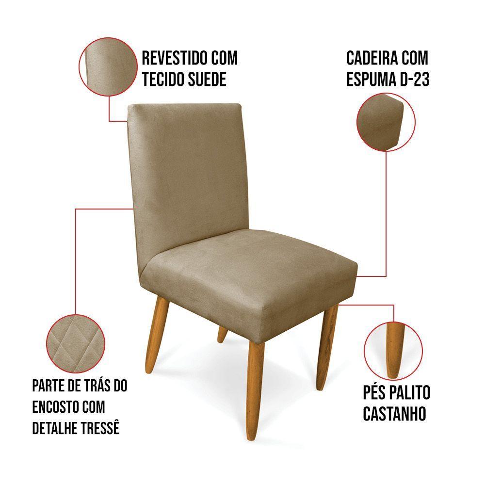 Miniatura Kit 4 Cadeiras De Jantar Carol Suede Marrom Rato Pés Palito Castanho - D'rossi