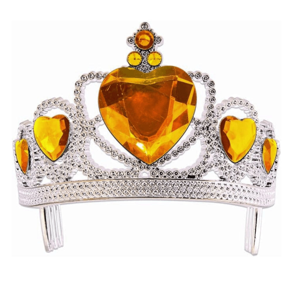 Miniatura Coroa Tiara Pedras de Coração - Verde ou Amarelo
  com presilhas laterais Tiara De Coração Vermelho Abrakadabra Fantasias Amarelo