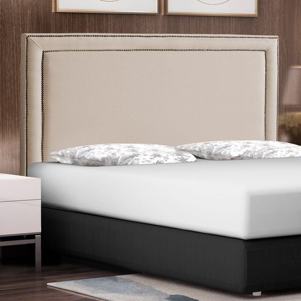 Miniatura Cabeceira Cama Box Casal Queen Size Maísa 160cm Com Frame Linho Bege - Abmaza