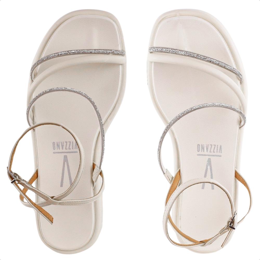 Sandália Vizzano Papete Plataforma Flats Feminina Off White / Bege - 34