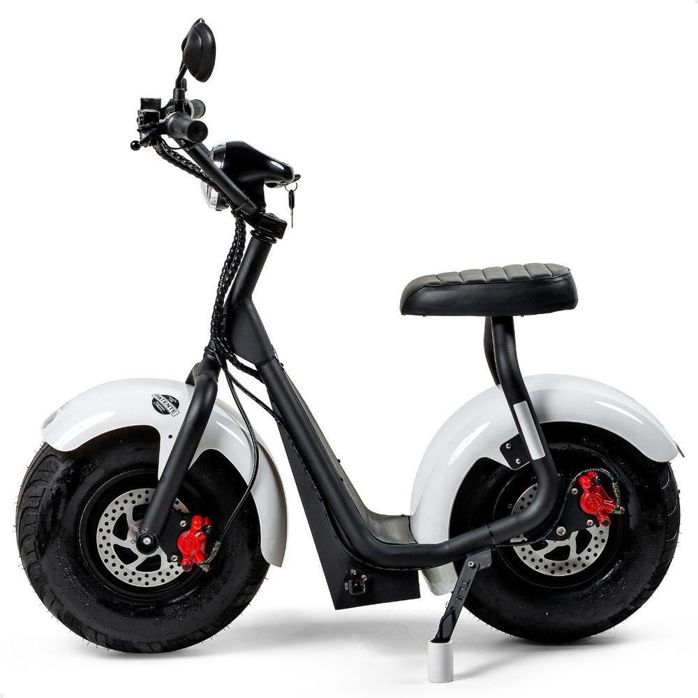 Miniatura Scooter Elétrica 1000w Tui Pop Moto Patinete Sem Cnh Preto-branco
