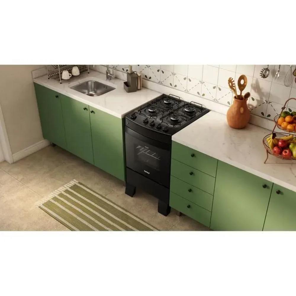 Fogão 4 Bocas Preto Consul com Mesa Esmaltada CFO4ZAE Bivolt Bivolt