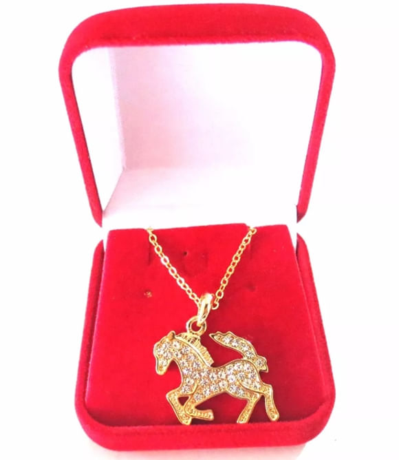 Miniatura Colar Cordão Cavalo Country Folheado 18k