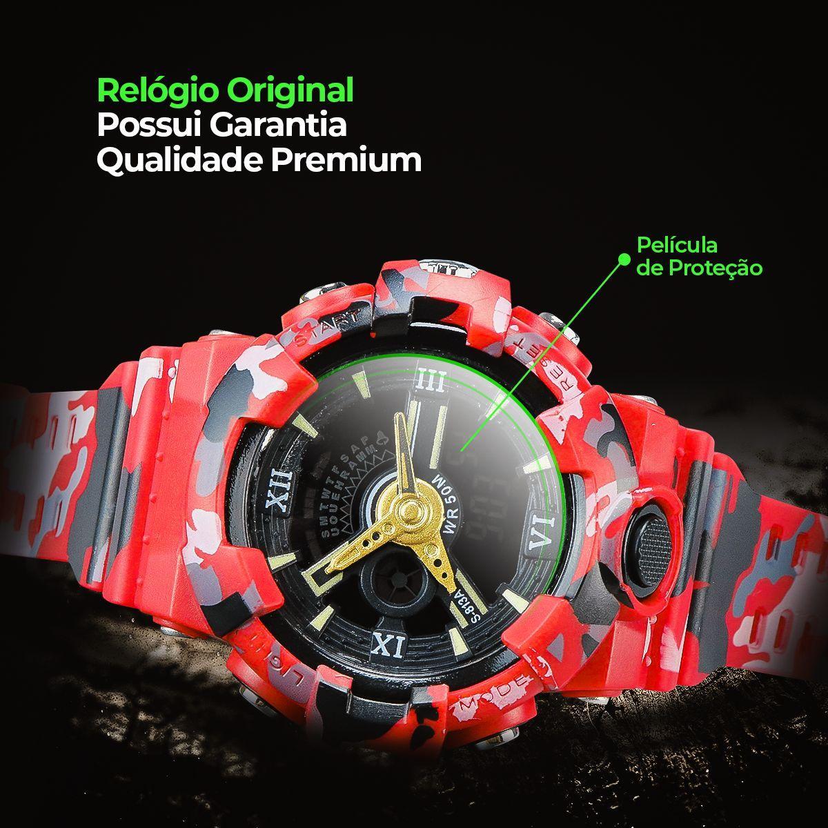 Relógio Digital Prova Dagua Masculino + Proteção Oculos Uv