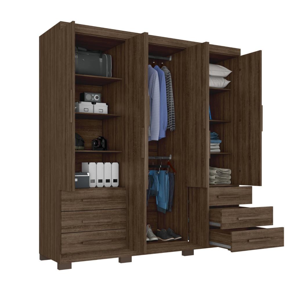 Guarda Roupa Artico 6 Portas 6 Gavetas Nogueira