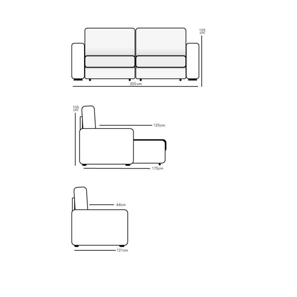 Miniatura Sofá Retrátil e Reclinável 6 Lugares 300cm Magestic Hellen Estofados Marrom