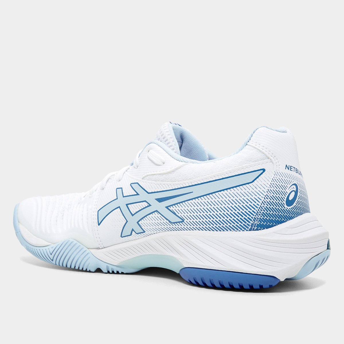 Miniatura Tênis Asics Netburner Ballistic FF 3 Feminino Branco+Azul - 39