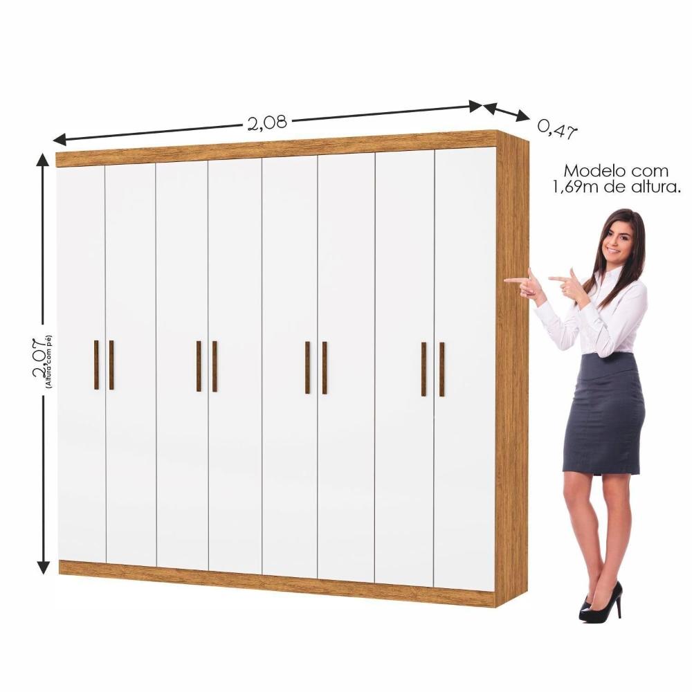 Miniatura Guarda-roupa Stanley 8 Portas 4 gavetas Cinamomo/Branco