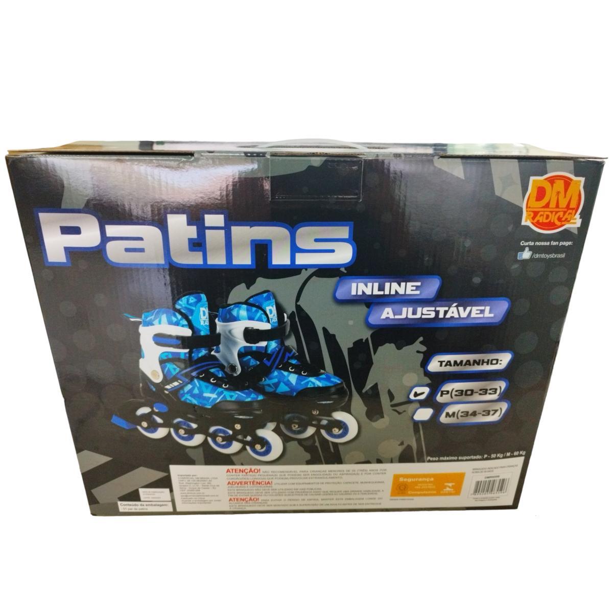 Miniatura Patins Inline Dm Radical 30-33 Azul - Dm Toys