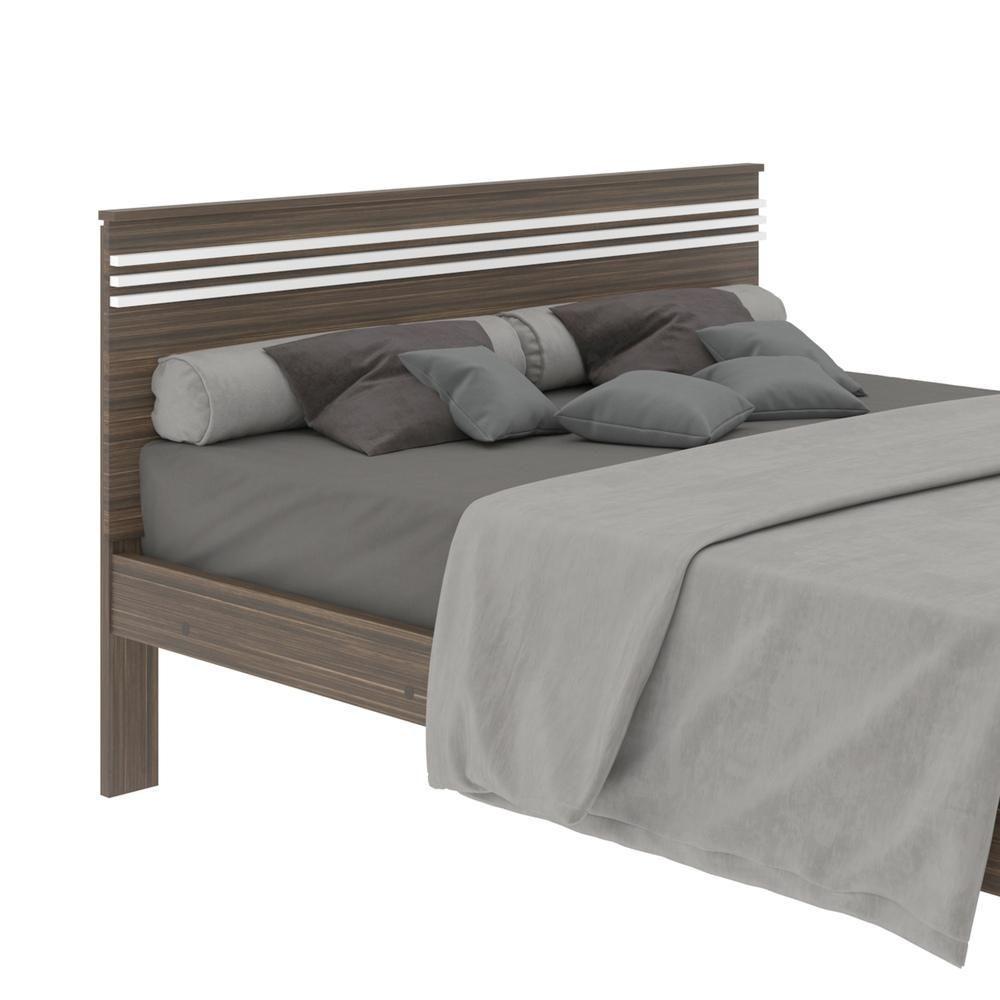 Miniatura Cama De Casal Para Colchão 138 X 188 Cm Cr35013 Nogal/Branca
