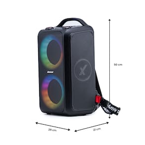 Miniatura Caixa de Som Amplificada Amvox ACA 600 Bagvox Bivolt com Bluetooth, Display de LED, Alça, 2 alto-falantes de 6,5" e um tweeter de 1" 600W - Vermelha