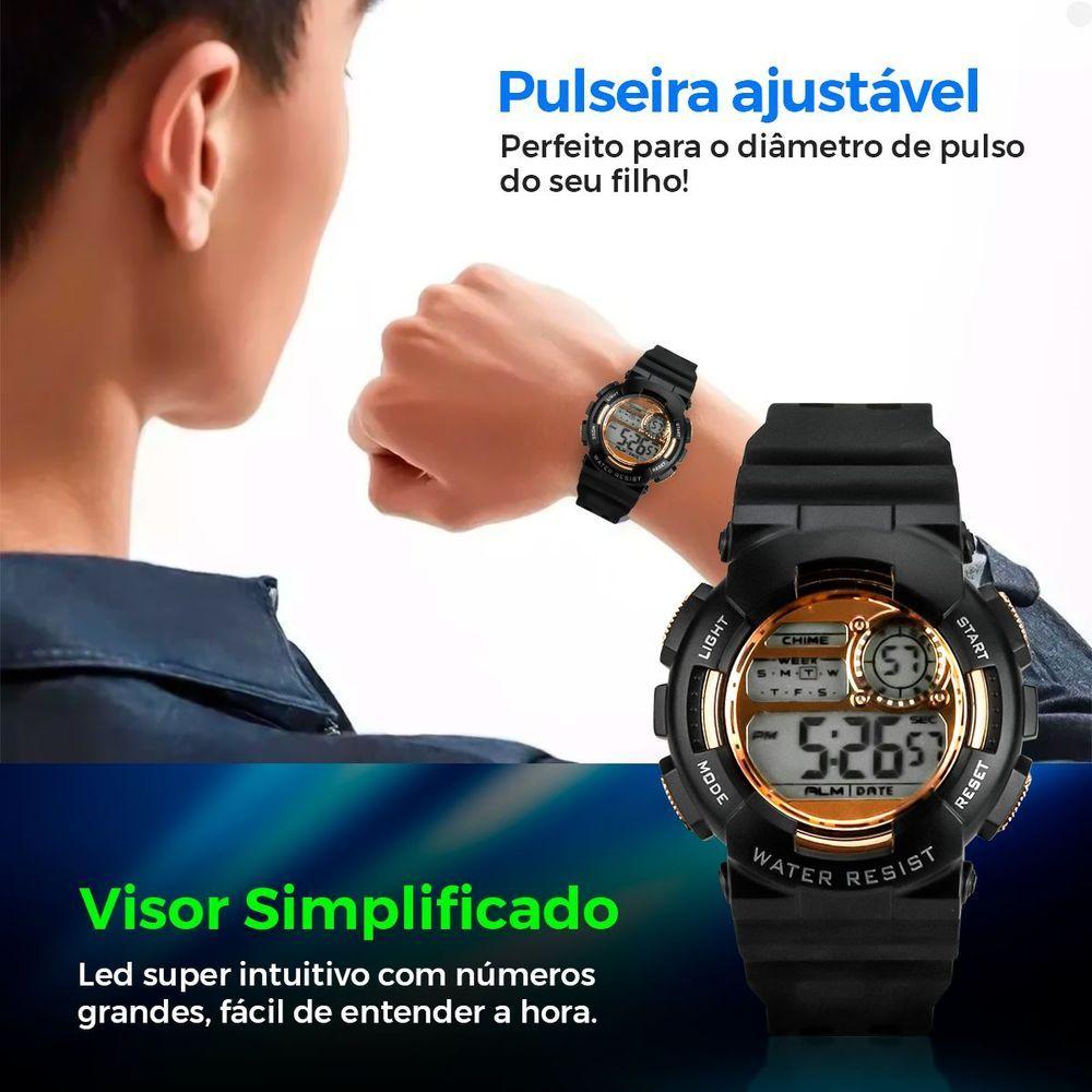 Miniatura Relogio Digital Infantil Menino Silicone Criança Caixa