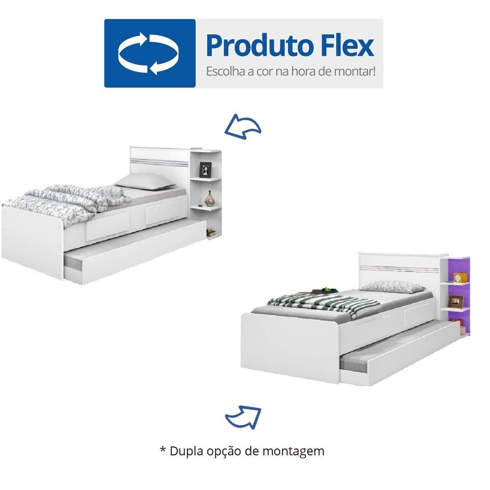 Miniatura Cama Solteiro com Baú 2 Gavetas e Cama Auxiliar Jade Yescasa Branco Cama Solteiro com Baú 2 Gavetas e Cama Auxiliar Jade Espresso Móveis Branco
