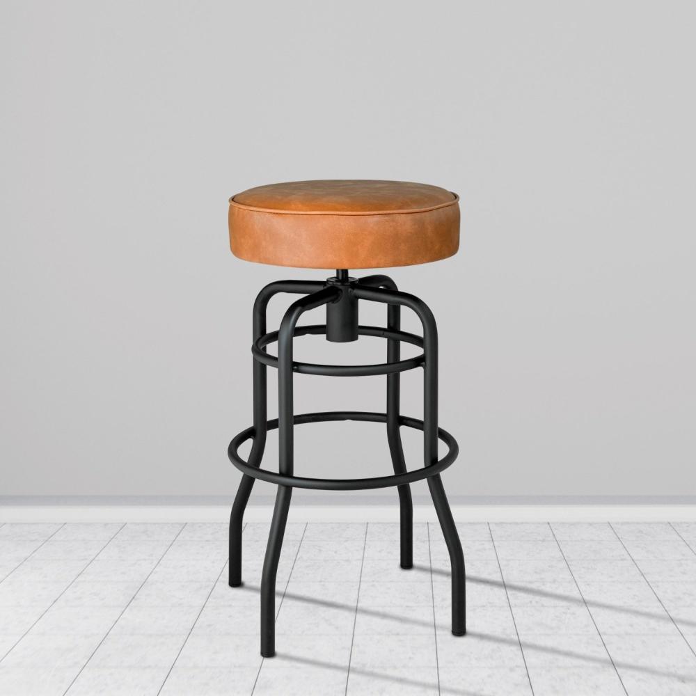 Miniatura Banqueta de Aço Giratória Paris Compoarte Preto/Caramelo