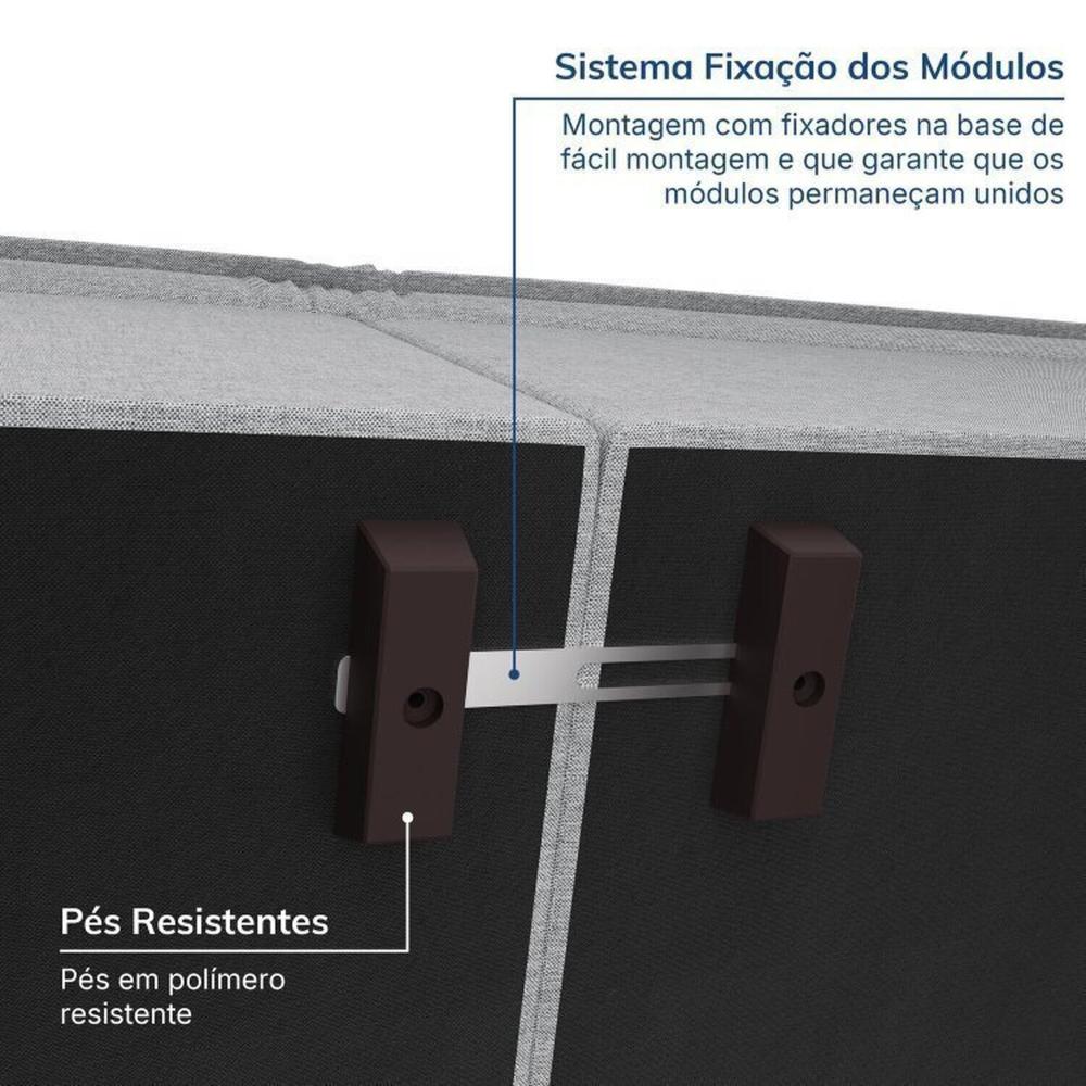 Miniatura Sofá Modular 2 Módulos Canto 1 Módulo Central Zen Cabecasa Madeiramadeira Cinza