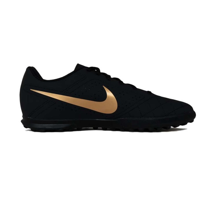 Miniatura Chuteira Suiço Nike Beco 2TF - PTO/DOURADO 39