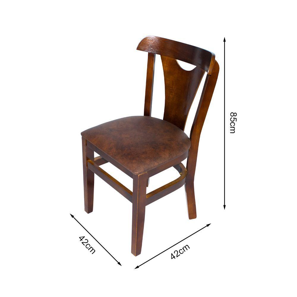Miniatura Kit 6 Cadeiras Fixas Imbuia Estofadas Marrom Pamplona Em Madeira Maciça Para Bares Marrom