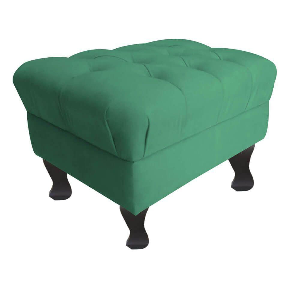 Miniatura Puff Decorativo Retro Luiz Xv Sem Baú Suede Azul Tiffany 60