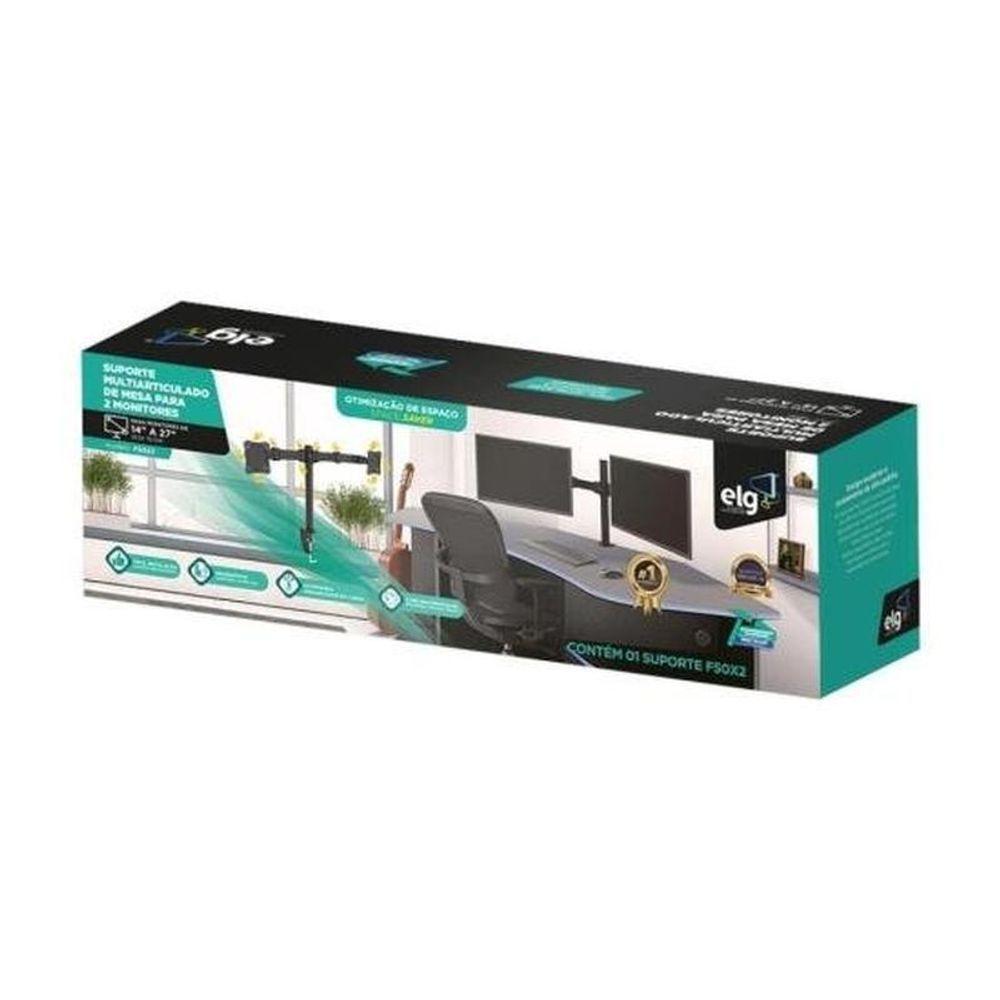 Miniatura Suporte Multiarticulado De Mesa Para 2 Monitores 14 A 27 Elg