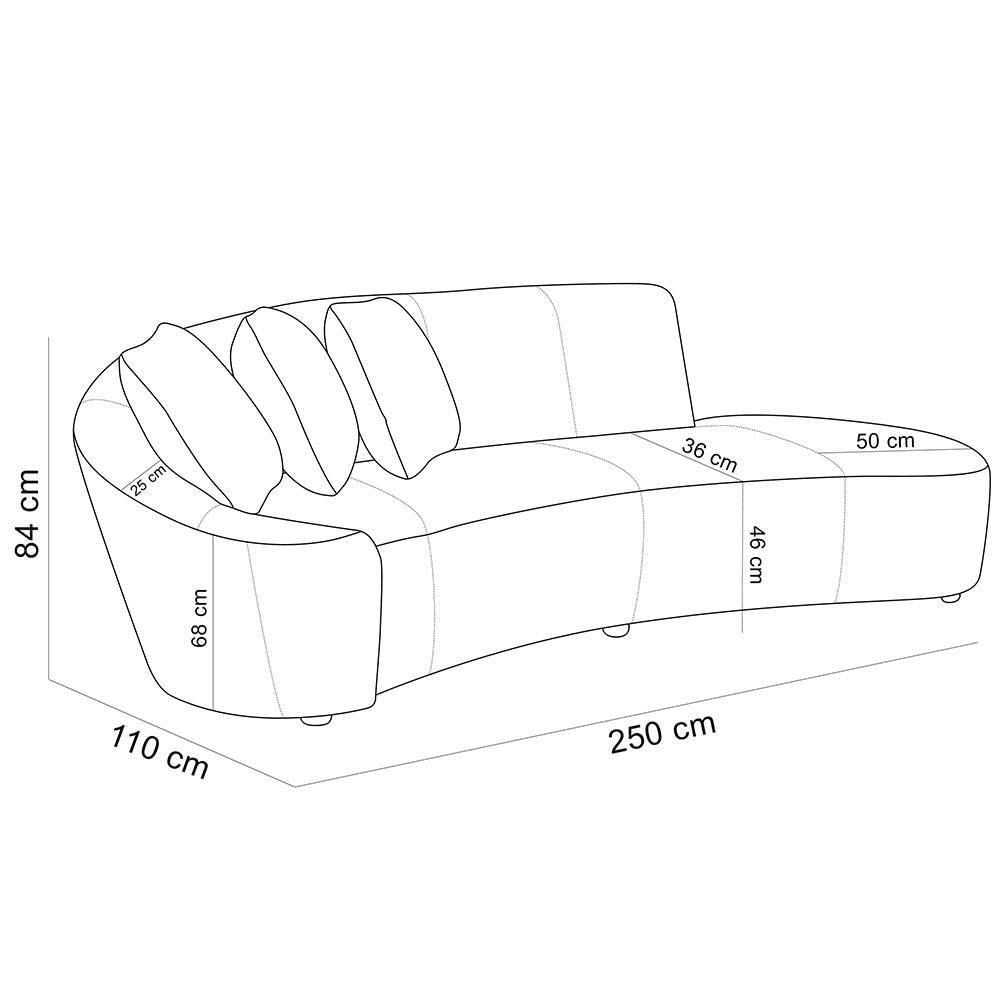 Miniatura Sofá 3 Lugares Com Puff Orgânico Sala Living 250cm Adam T03 Couro Cristal Marrom - Lyam Decor