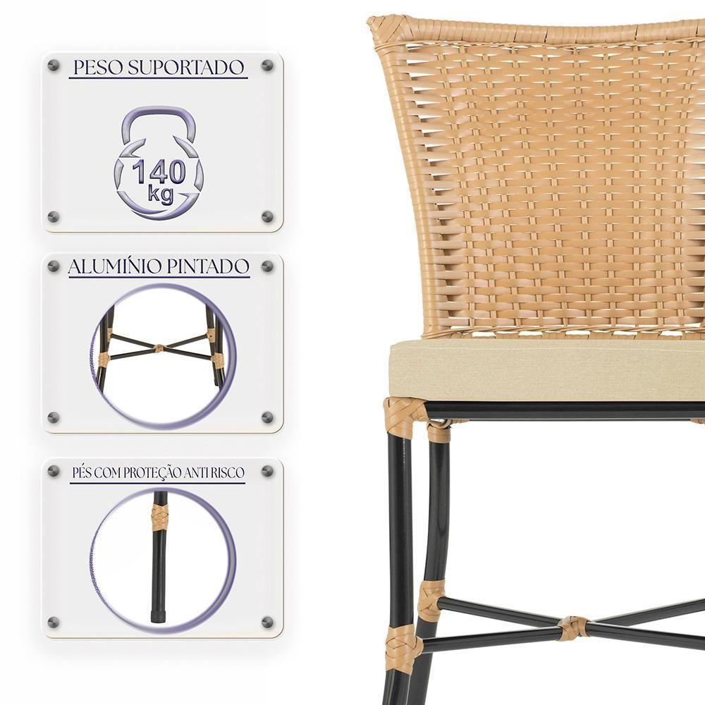 Miniatura Jogo De Cadeiras Para Cozinha - Kit Com 5 Cadeiras Em Aluminio E Fibra Sintetica Turquia Ráfia A02