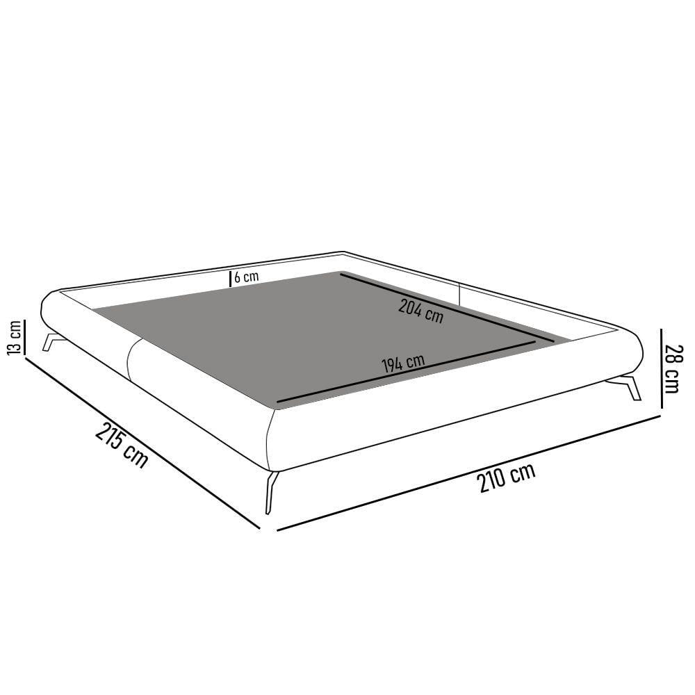 Cama Queen Base Box 158x198cm Pés De Ferro Cold P02 Veludo Bege - Mpozenato