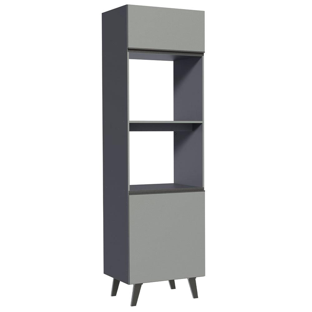 Miniatura Torre Quente Armário de Cozinha 60 cm 2 Portas 2 Nichos Cinza Nice Madesa Cinza