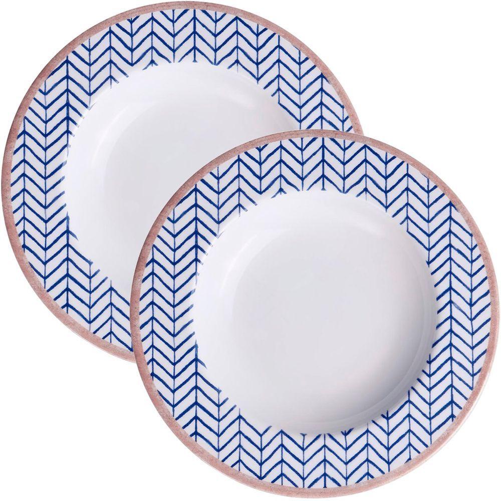 Miniatura Jogo Prato Fundo Sopa Lanche 6 Pessoas 6pçs Abstratta 23cm