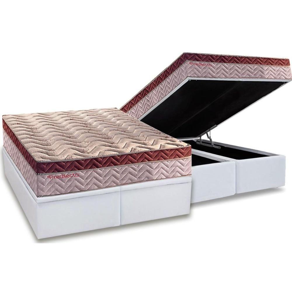 Miniatura Cama Box Baú Queen: Colchão Molas Paropas Paropas Predilecto + Base Crc Courano White(158X198)