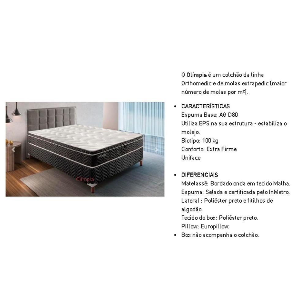 Miniatura Cama Box Queen: Colchão Molas Paropas Extrapedic Olímpia + Base Crc Suede Black(158X198)
