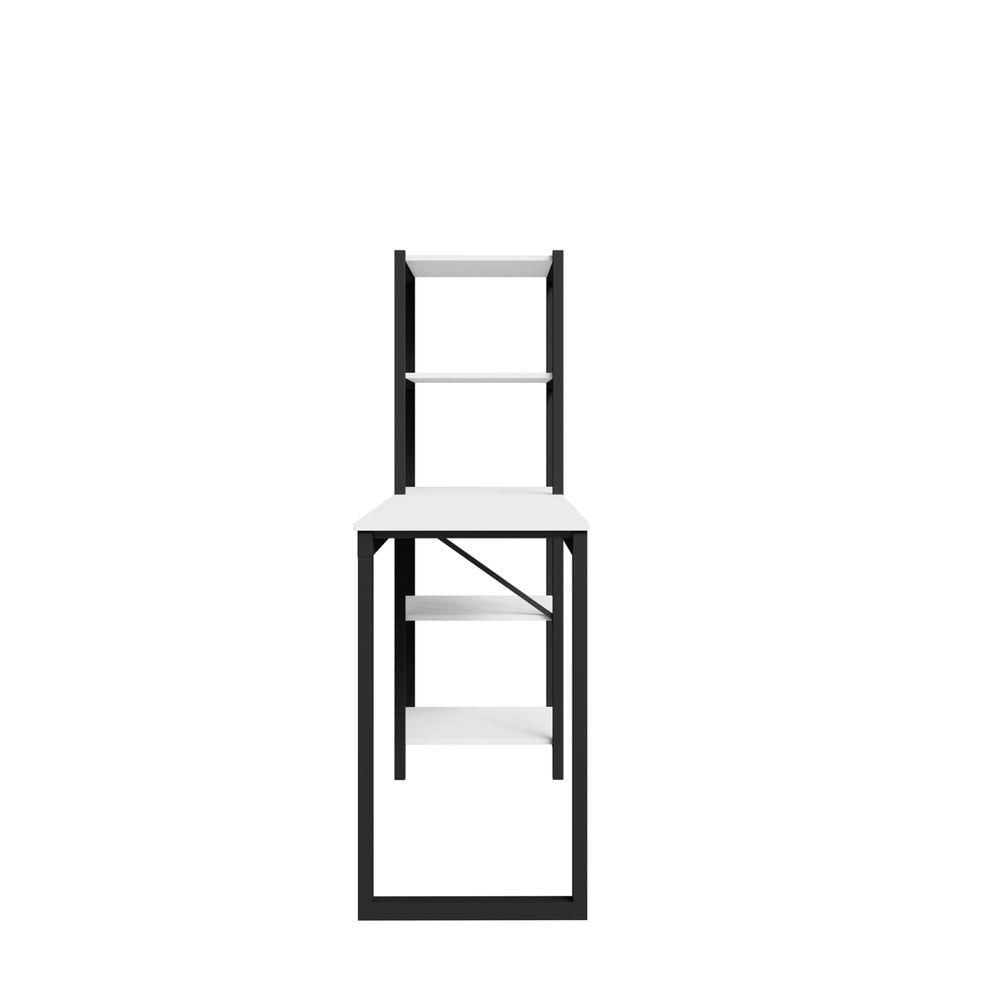 Home Office Fit Com Prateleira Preto Branco 5