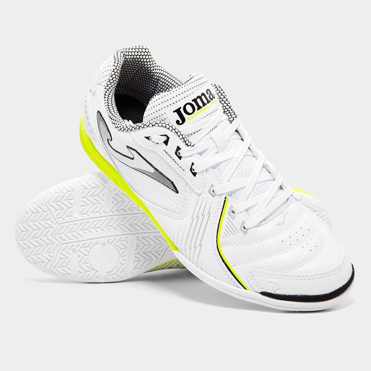 Miniatura Chuteira Futsal Joma Dribling IN Unissex Branco+Verde - 38