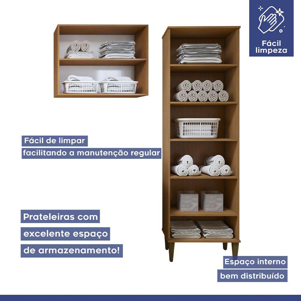 Lavanderia Belém 1 Armário Multiuso E 1 Aéreo Kaiki Móveis Nature Com Off White