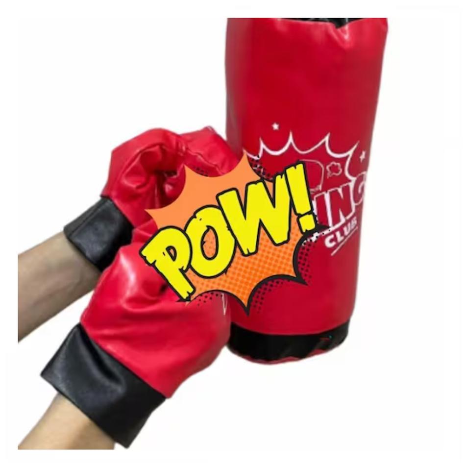 Miniatura Brinquedo Kit Saco De Pancada Infantil Luvas De Boxe