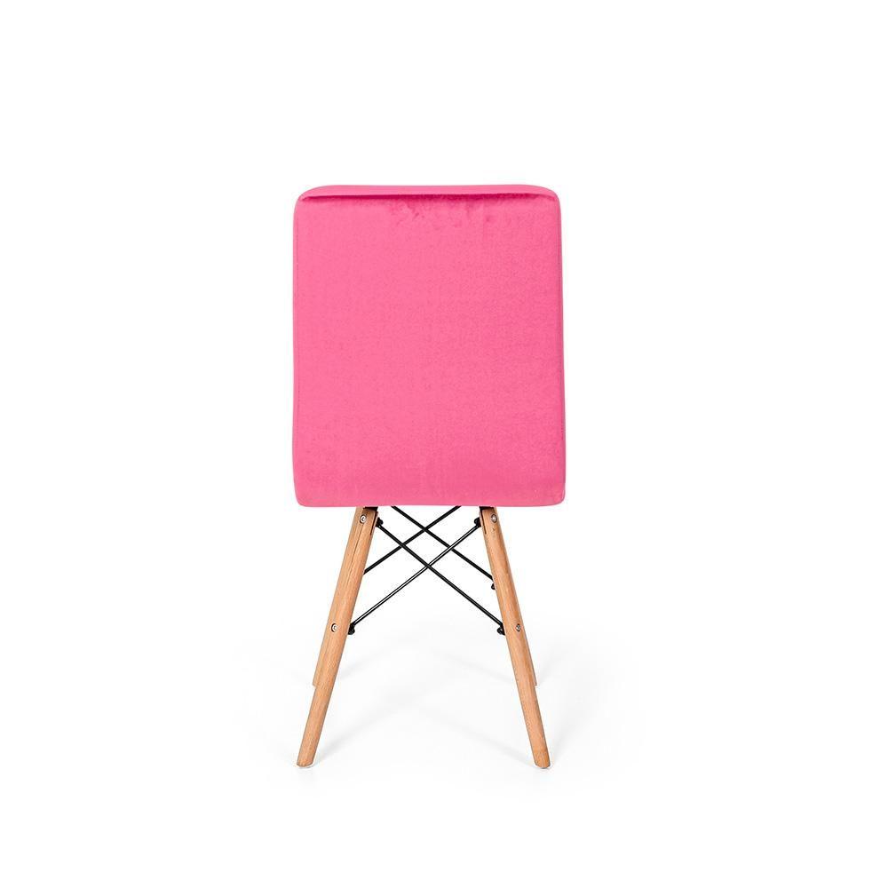 Miniatura Conjunto 04 Cadeiras Eiffel Gomos Veludo Estofada Rosa