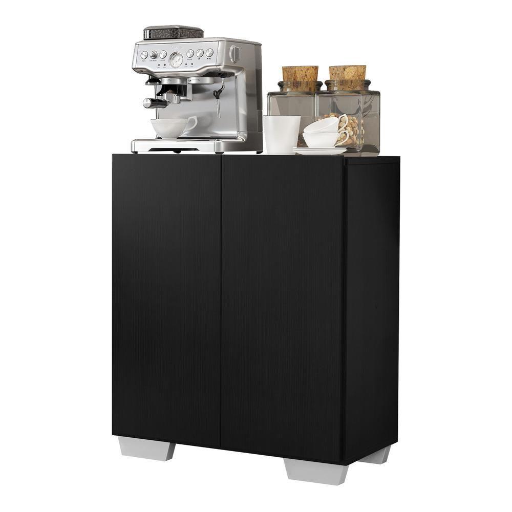 Miniatura Aparador Buffet 2 Portas Com Pés Quadrados Veneza Multimóveis V3610 Preto/Branco Preto/Branco