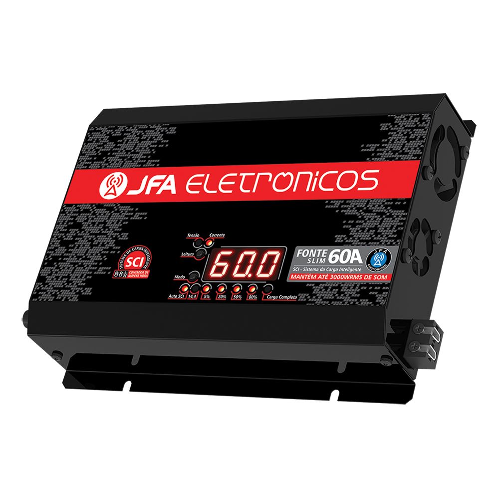 Miniatura Fonte Carregador Bateria JFA 60a bivolt automatico display Fonte de alimentação - Bateria - Bivolt