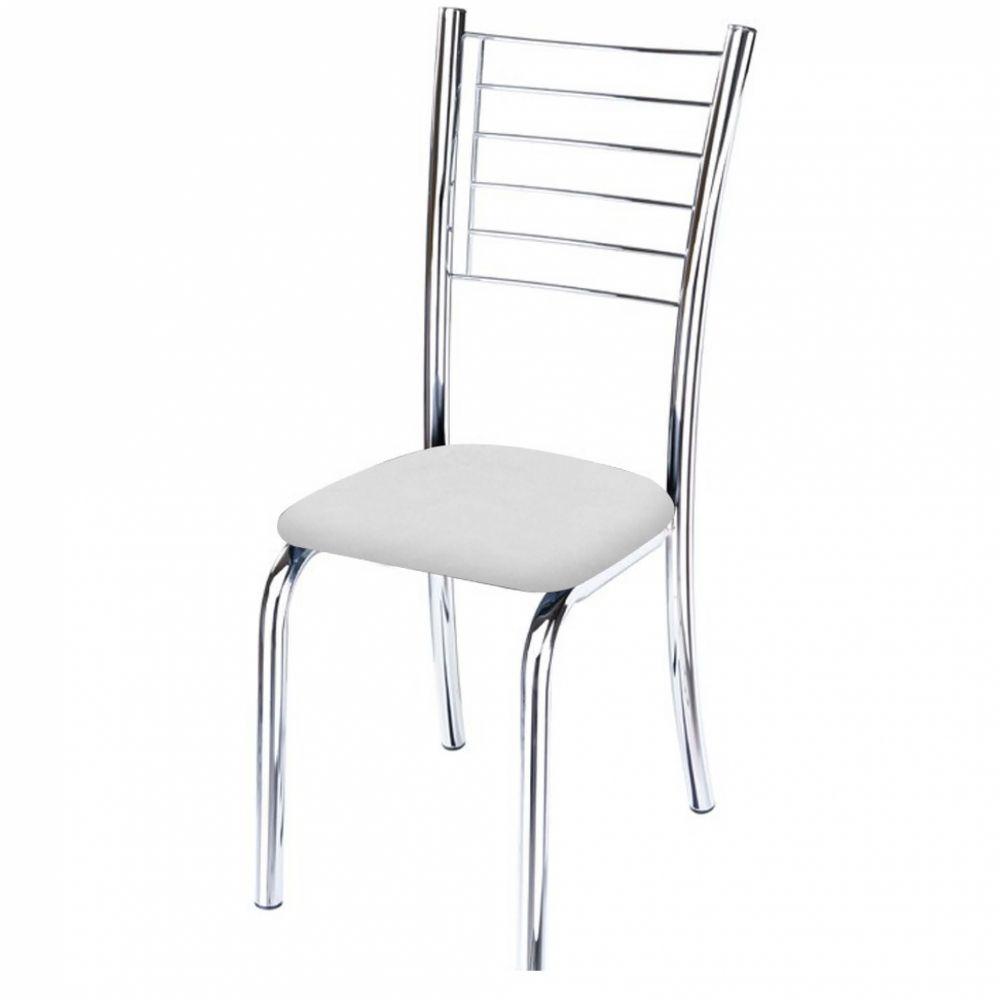 Miniatura Kit 4 Cadeiras Iara Cromada Para Cozinha Branco