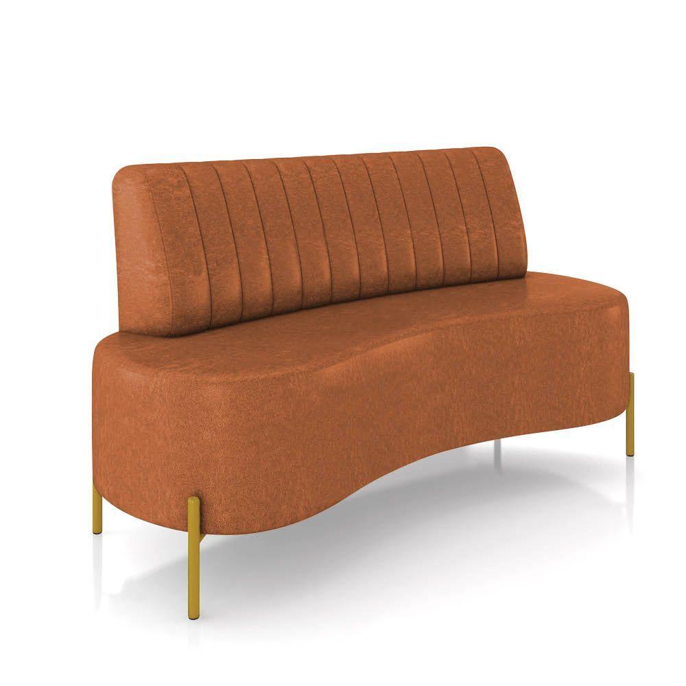 Miniatura Sofá 2 Lugares Living 135cm Pé Ferro Dourado Maraú Sint Pu Nozes K01 - D\'rossi