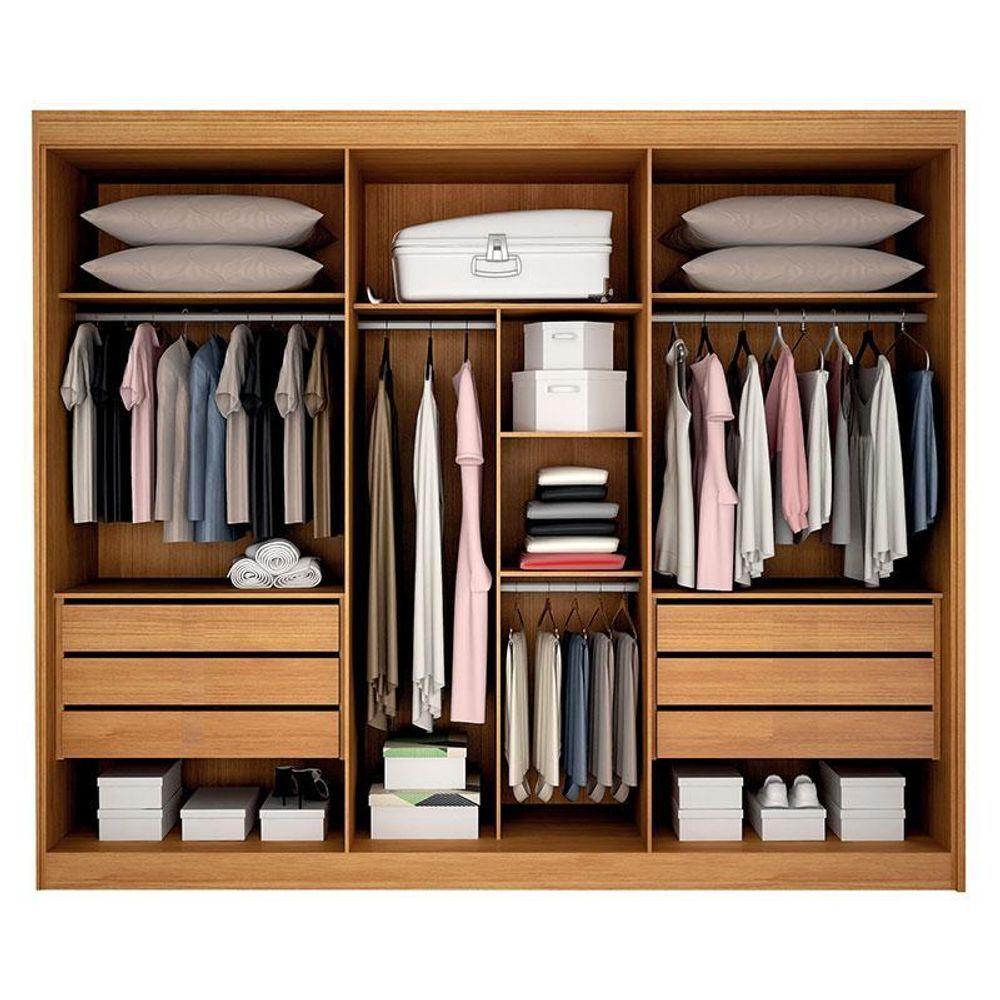 Miniatura Guarda Roupa 6 Gavetas San Marino Premium Com 3 Espelhos Cinamomo – Leifer Móveis
