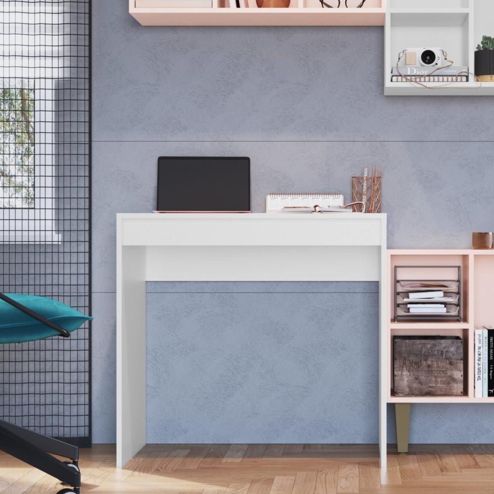 Miniatura Mesa Office 1 Gaveta Infinity Móveis Castro Branco Line