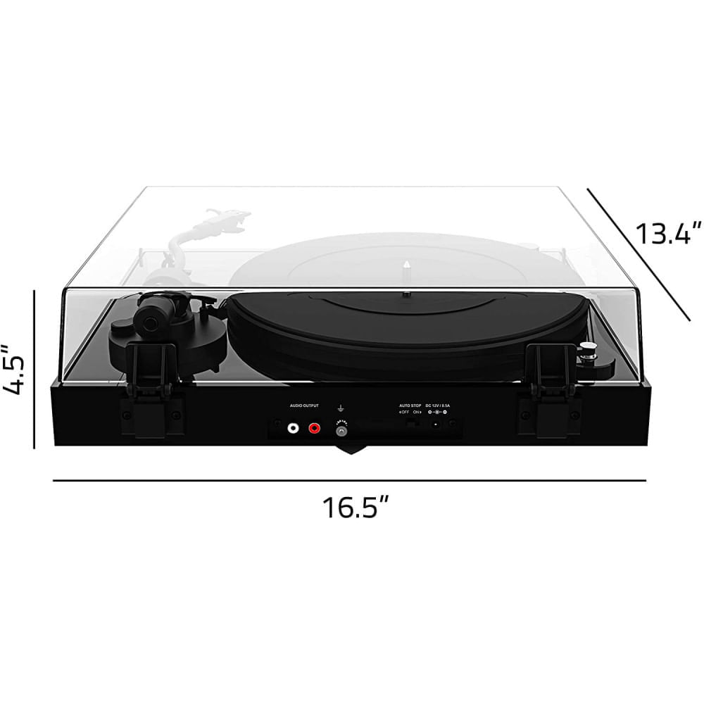 Miniatura Fluance RT82 Reference High Fidelity Vinyl Turntable Record Player with Ortofon OM10 Cartridge Speed Control Motor Solid Wood Plinth Vibration Isolation Feet Piano Black