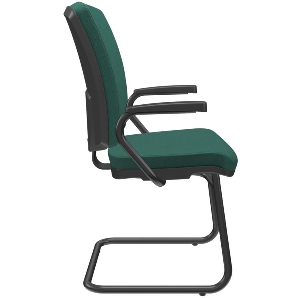 Kit 3 Cadeiras De Escritório Fixa Executiva Office Preto Slim Alta Flexi P03 Poliéster Verde - Lyam