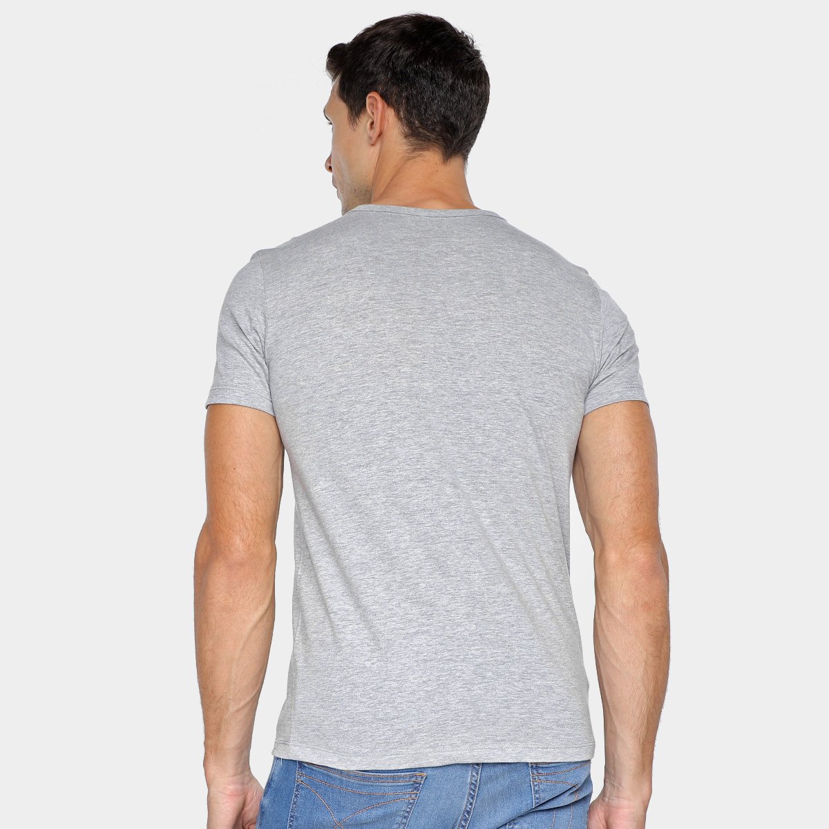 Miniatura Kit Camisetas Hering Slim Básicas 2 Peças Masculino Branco+Cinza - G