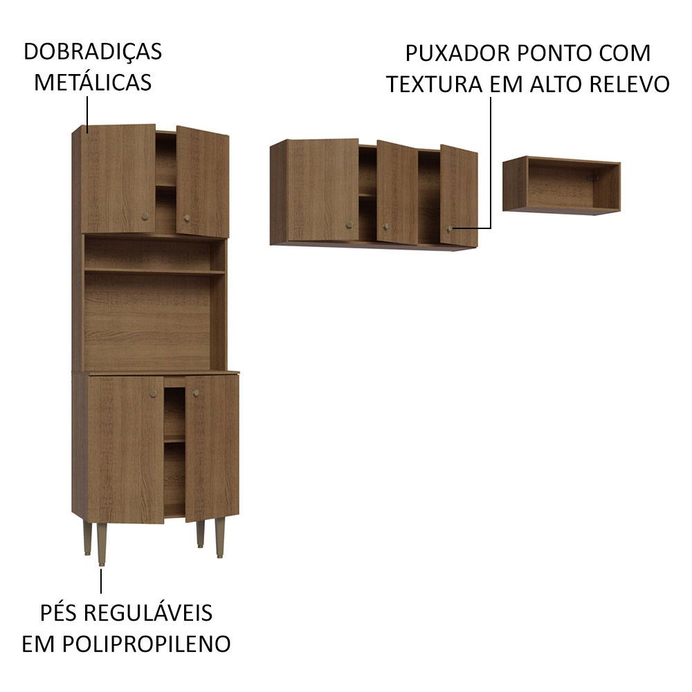 Miniatura Armário de Cozinha Compacta Quiosque 235cm Gourmet Madesa 01 Rustic